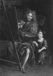 Self Portrait with His Son Charles by Charles Antoine Coypel